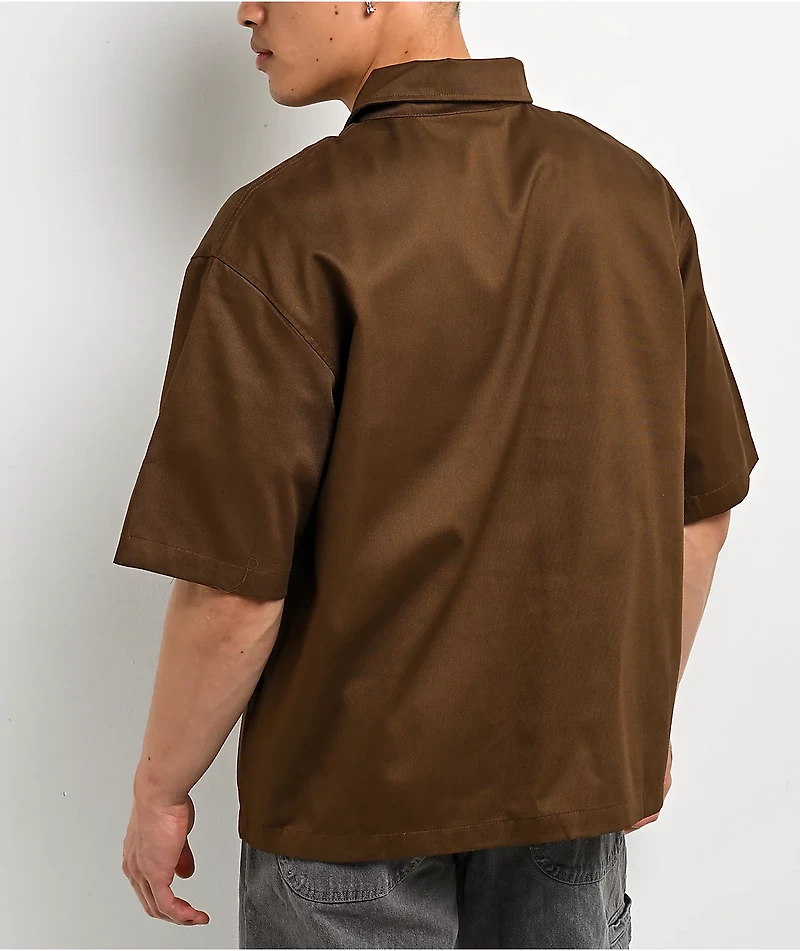 Dickies Cadiz Brown Quarter Zip Work Shirt