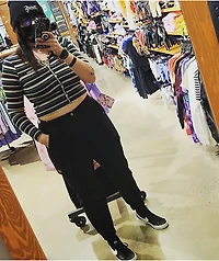 Dickies Forest Green Stripe Long Sleeve Button Front Top