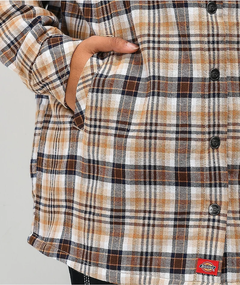 Dickies Oversized Tan Plaid Flannel Jacket