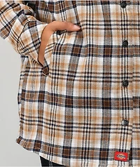 Dickies Oversized Tan Plaid Flannel Jacket