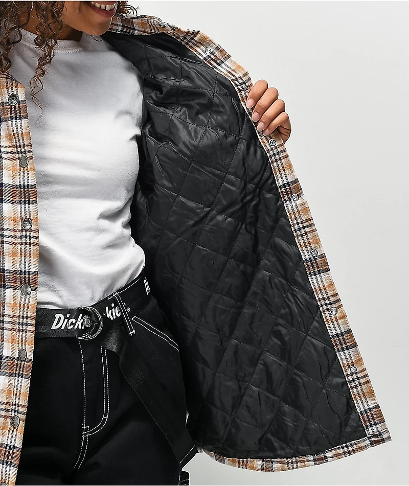 Dickies Oversized Tan Plaid Flannel Jacket