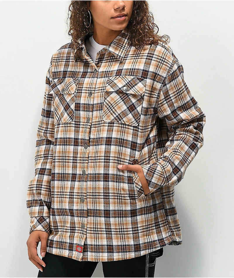Dickies Oversized Tan Plaid Flannel Jacket