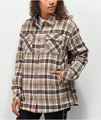 Dickies Oversized Tan Plaid Flannel Jacket