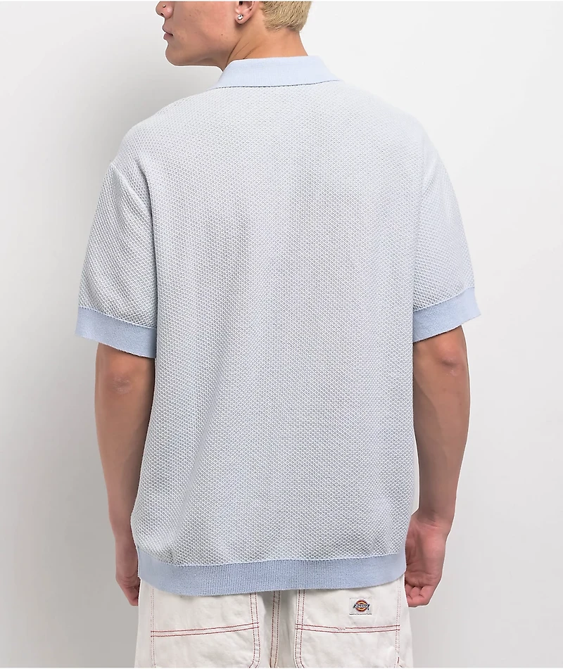 Dickies Rocky Blue & White Knit Polo Shirt