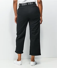 Dickies Roll Hem Belted Black Cropped Work Pants