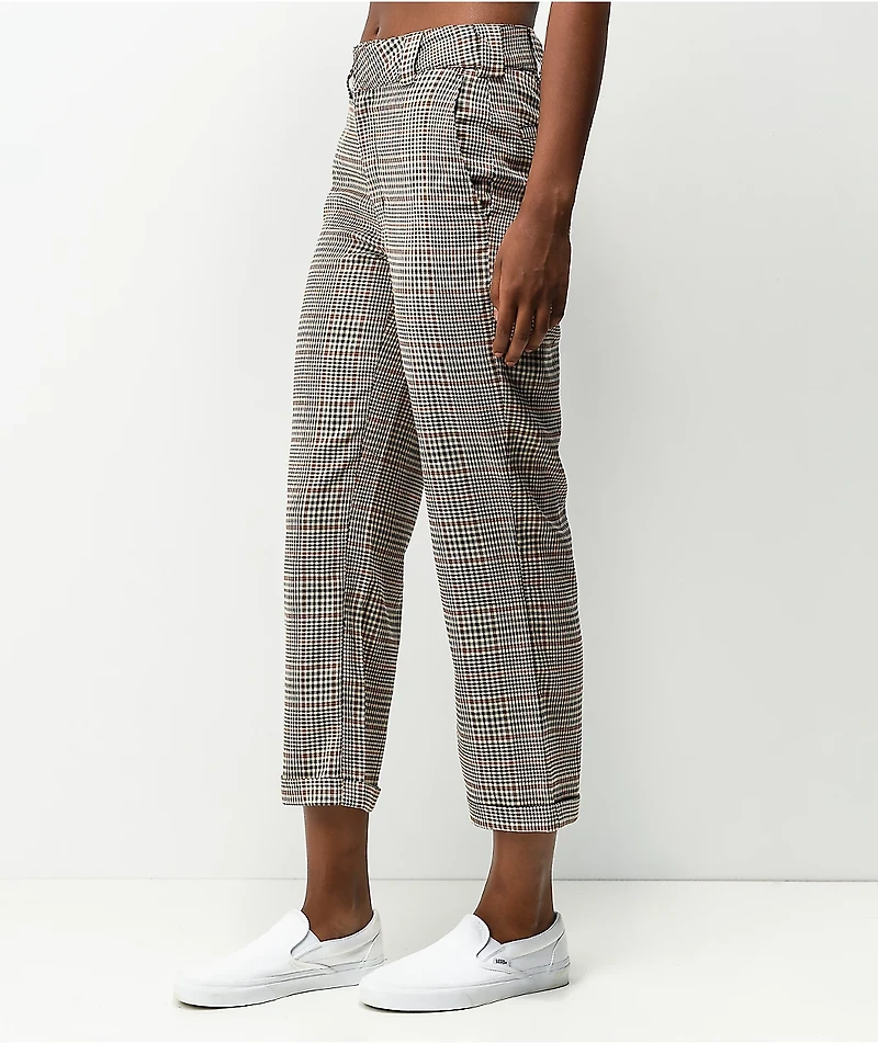 Dickies Roll Hem Tan Plaid Pants