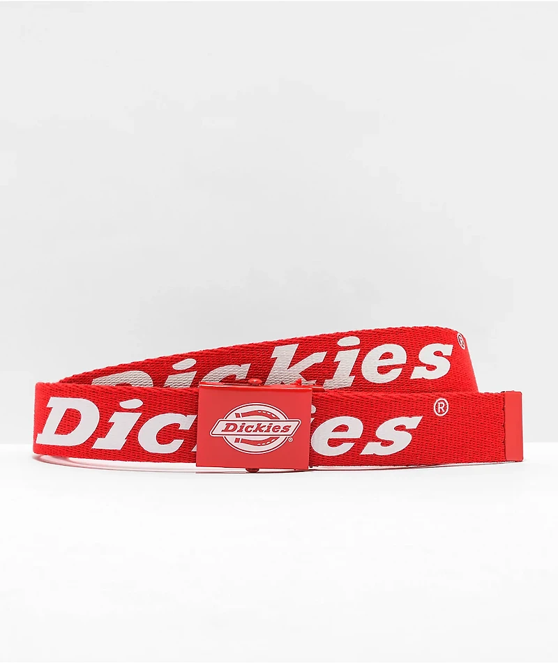 Dickies Script Red & White Web Belt