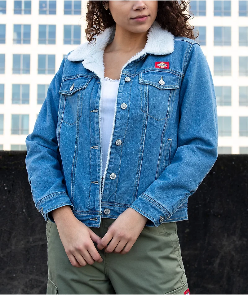 Dickies Sherpa Lined Blue Denim Jacket