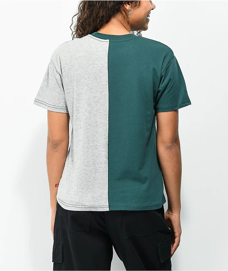 Dickies Split Up Forest Green and Heather Grey Boyfriend T-Shirt