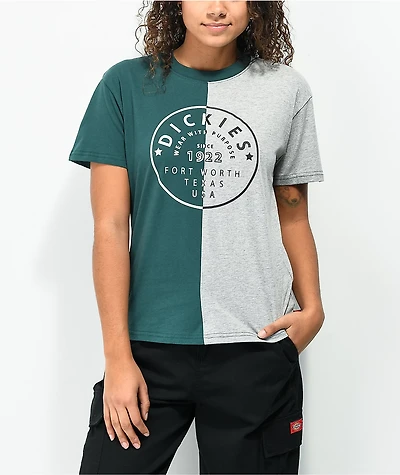 Dickies Split Up Forest Green and Heather Grey Boyfriend T-Shirt