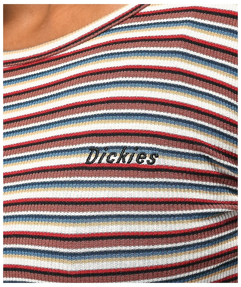 Dickies Tan Stripe Long Sleeve Crop T-Shirt