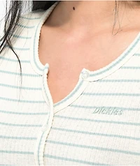 Dickies White Stripe Button Front Crop Top
