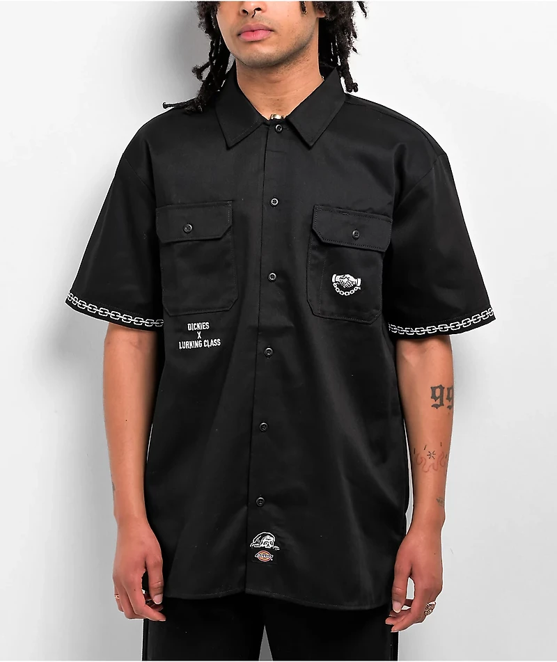 Dickies x Lurking Class by Sketchy Tank Eisenhower Black Short Sleeve Button Up Shirt