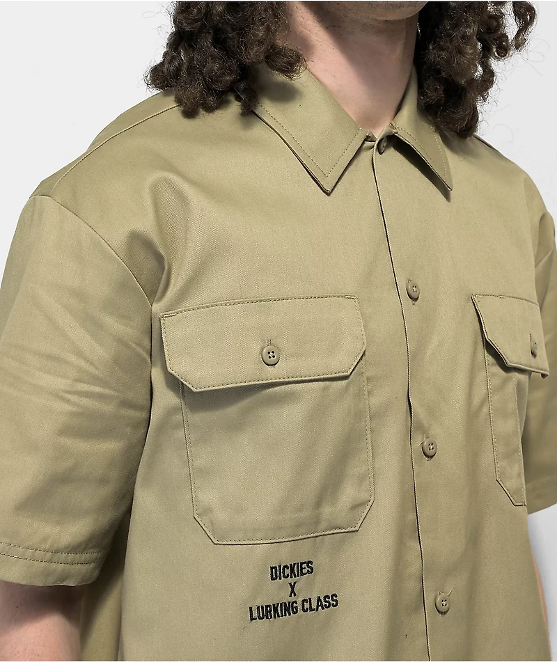 Dickies x Lurking Class by Sketchy Tank Good Times Beige Short Sleeve Work Shirt