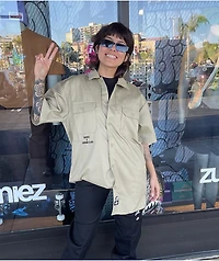 Dickies x Lurking Class by Sketchy Tank Good Times Beige Short Sleeve Work Shirt