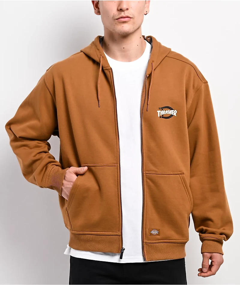 Dickies x Thrasher Brown Zip Hoodie