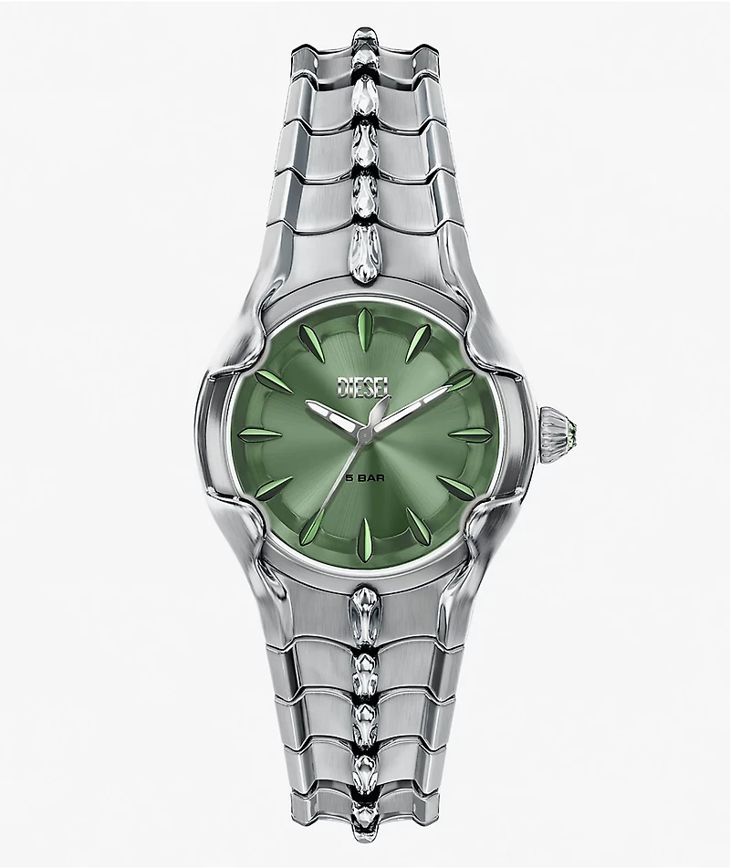 Diesel Vert Silver & Green Analog Watch
