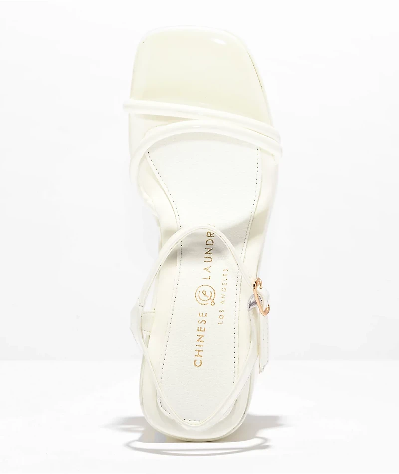 Dirty Laundry Avianna Patent White Platform Strap Sandals