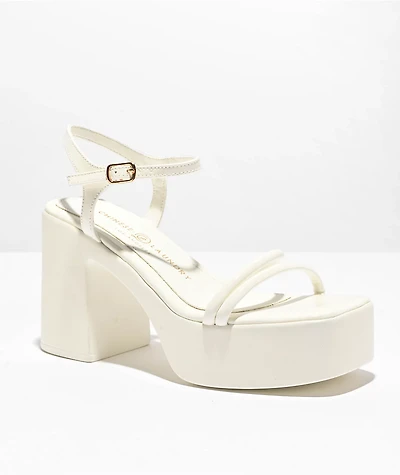 Dirty Laundry Avianna Patent White Platform Strap Sandals