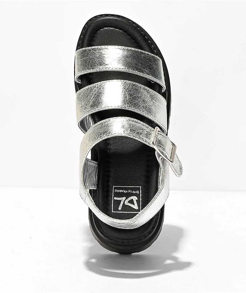 Dirty Laundry Baddie Black & Silver Metallic Platform Sandals