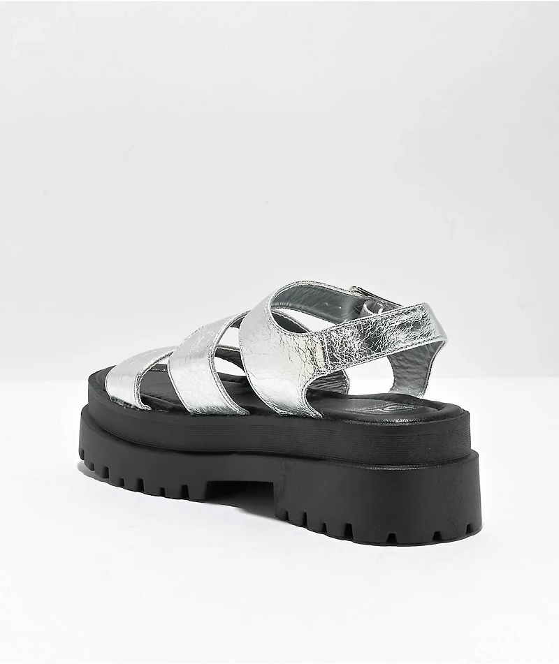 Dirty Laundry Baddie Black & Silver Metallic Platform Sandals