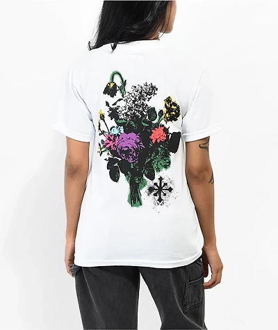 Disorder Floral Stencil White T-Shirt
