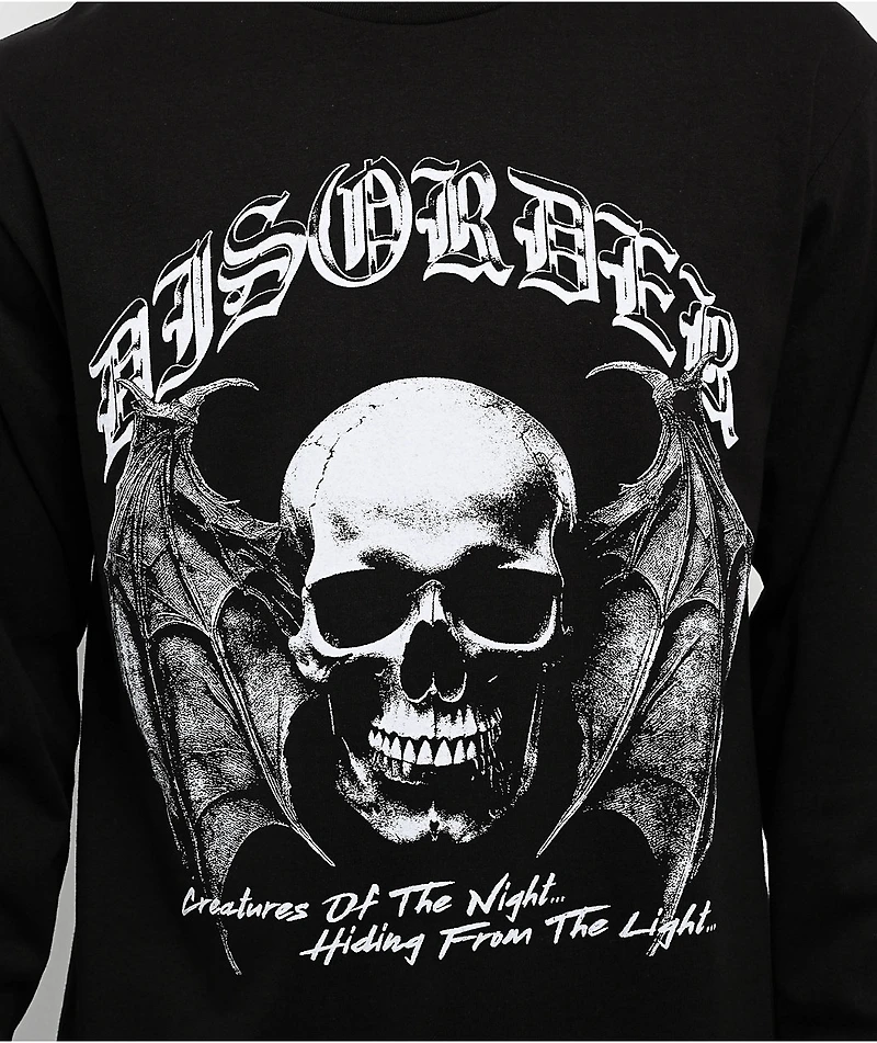Disorder Skull N Wings Black Long Sleeve T-Shirt
