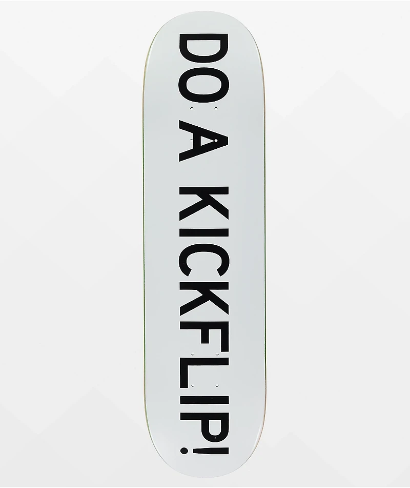 Do A Kickflip White 8.25" Skateboard Deck