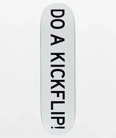 Do A Kickflip White 8.25" Skateboard Deck
