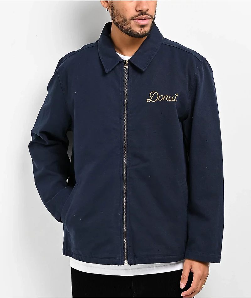 Donut Factory Navy Zip Work Jacket