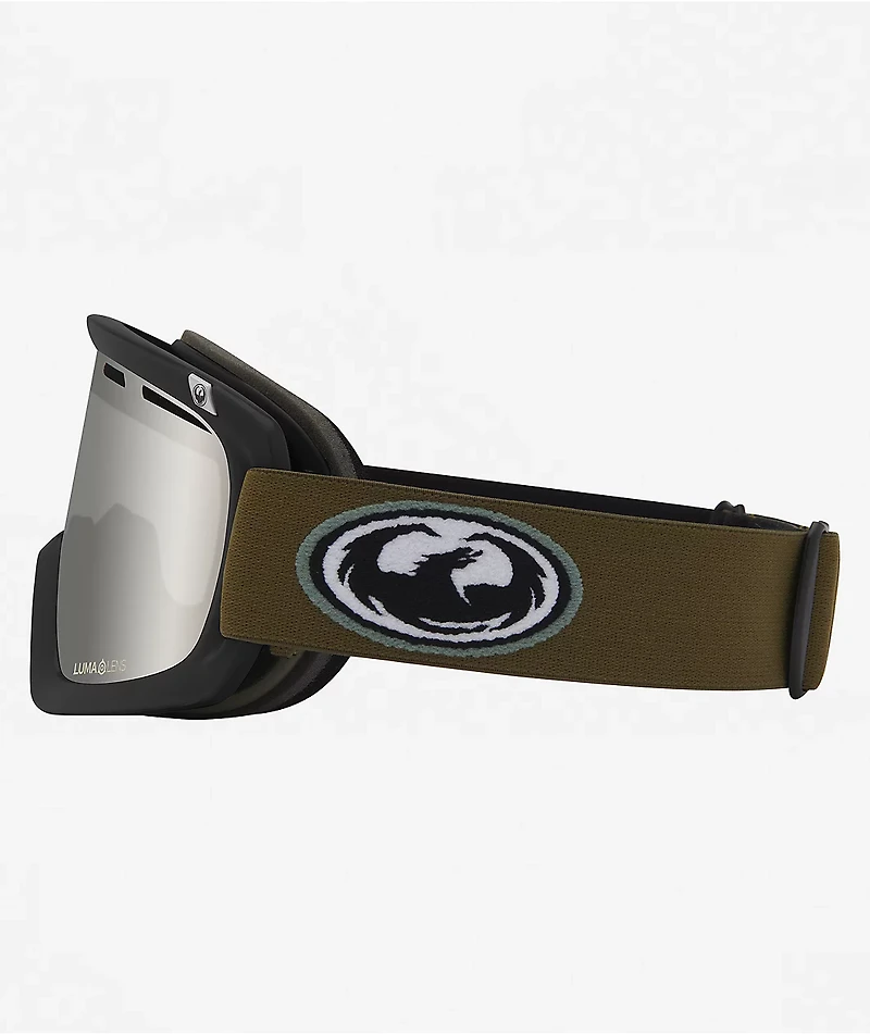 Dragon D1 Old Skool Olive & Silver Ion Snowboard Goggles