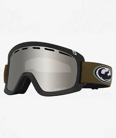 Dragon D1 Old Skool Olive & Silver Ion Snowboard Goggles