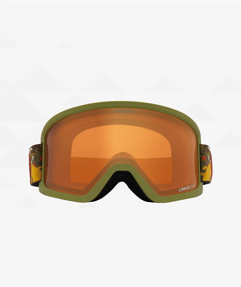 Dragon DX3 OTG Leafy Camo & Amber Snowboard Goggles