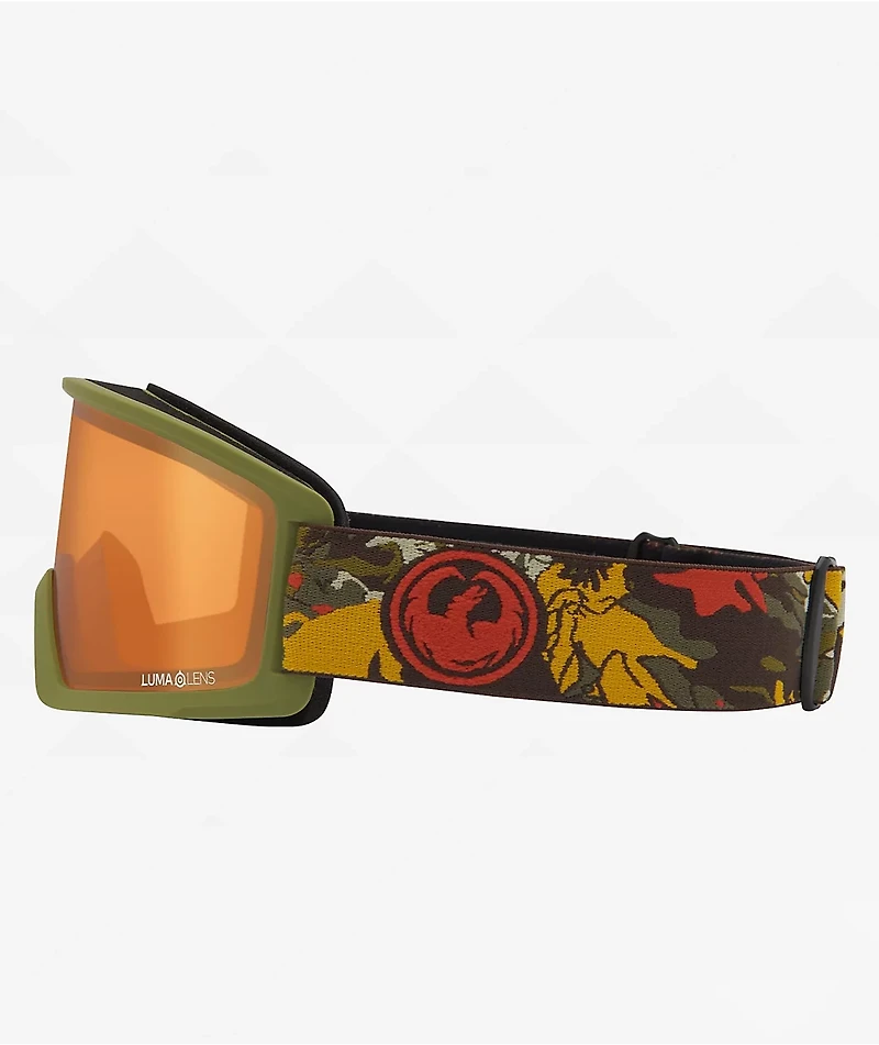 Dragon DX3 OTG Leafy Camo & Amber Snowboard Goggles