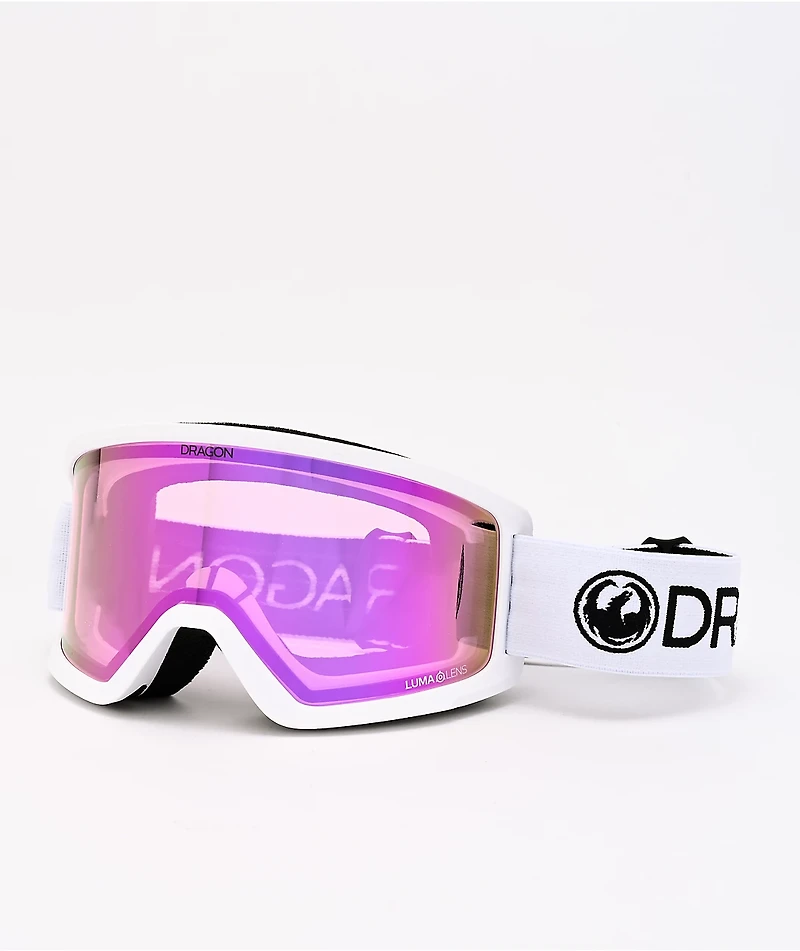 Dragon DX3 OTG White & Pink Ion Snowboard Goggles