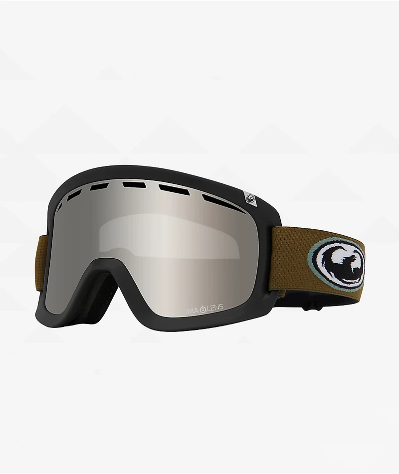 Dragon Old Skool D1 OTG Forest Green & Silver Ion Snowboard Goggles