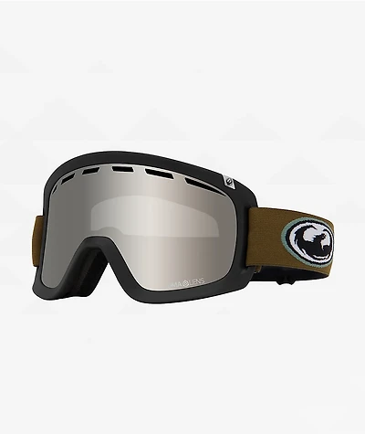 Dragon Old Skool D1 OTG Forest Green & Silver Ion Snowboard Goggles