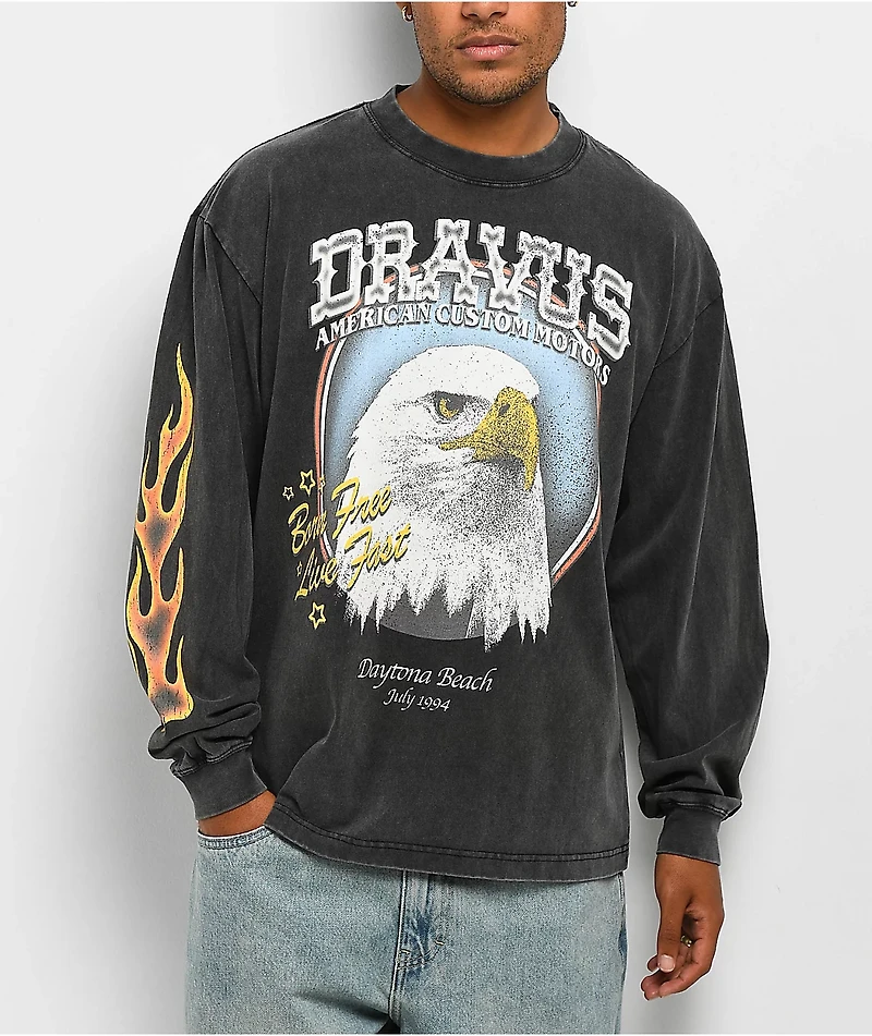 Dravus Americana Vintage Black Long Sleeve T-Shirt