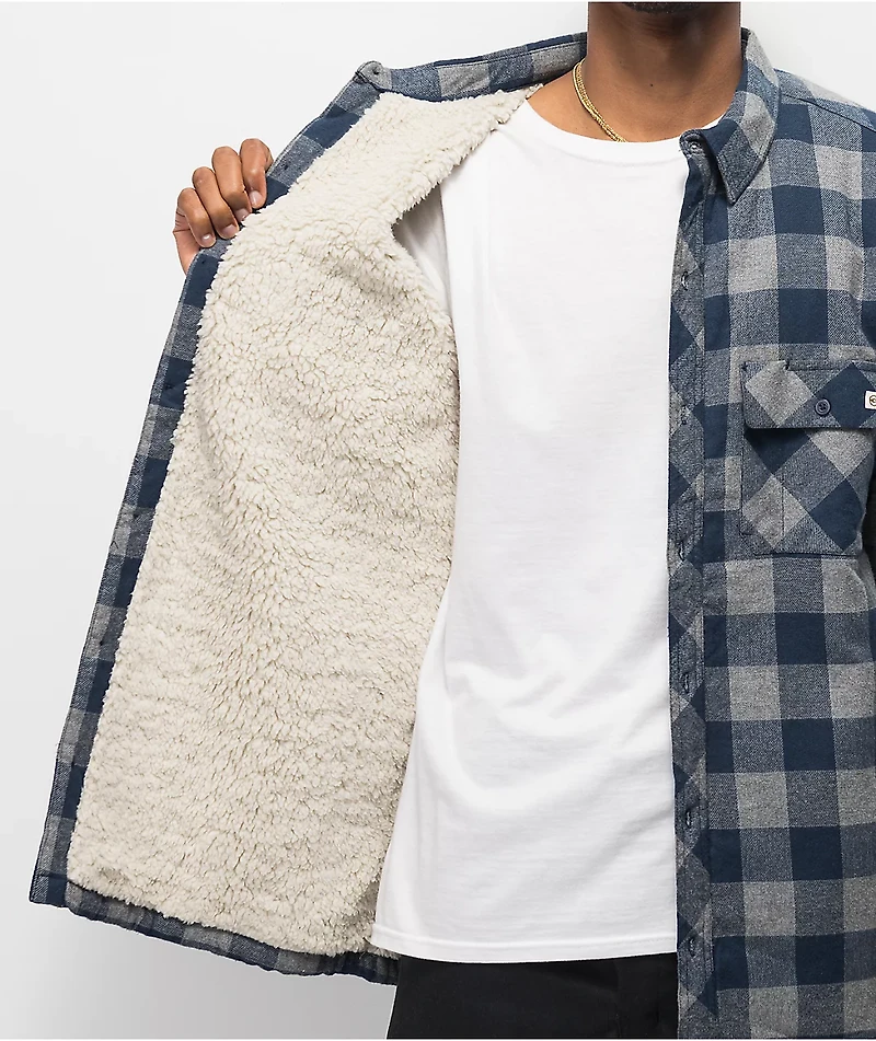 Dravus Blue & Grey Sherpa Flannel Shirt