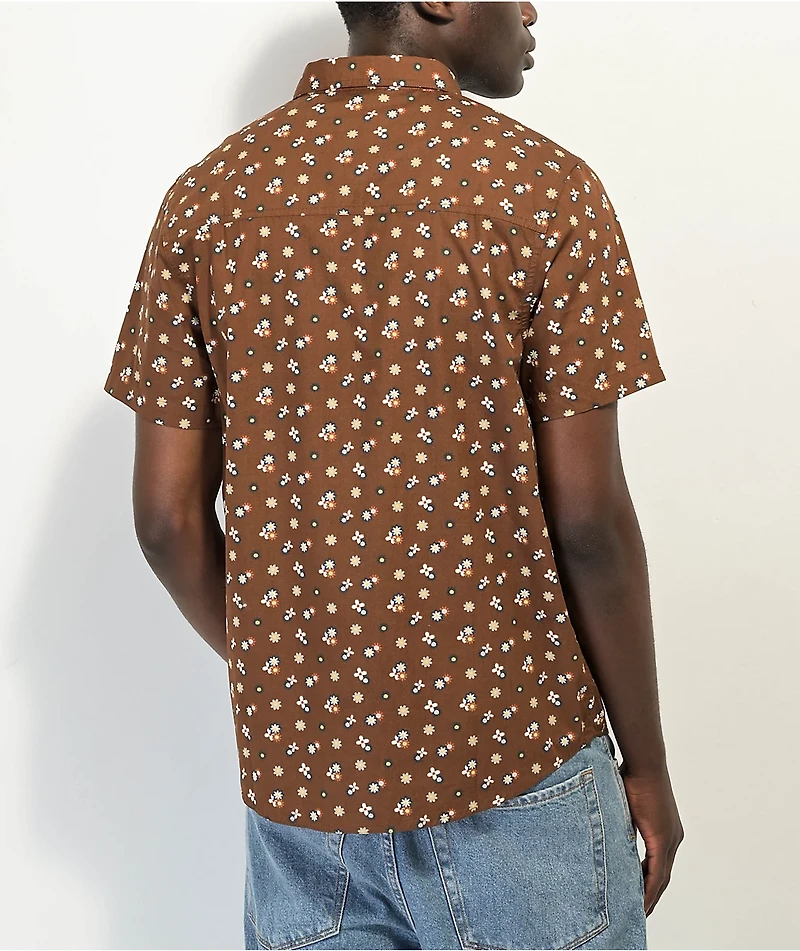 Dravus Everett Brown Short Sleeve Button Up Shirt