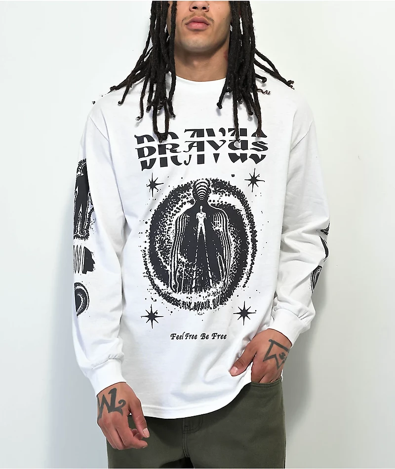 Dravus Feel Free Be White Long Sleeve T-Shirt