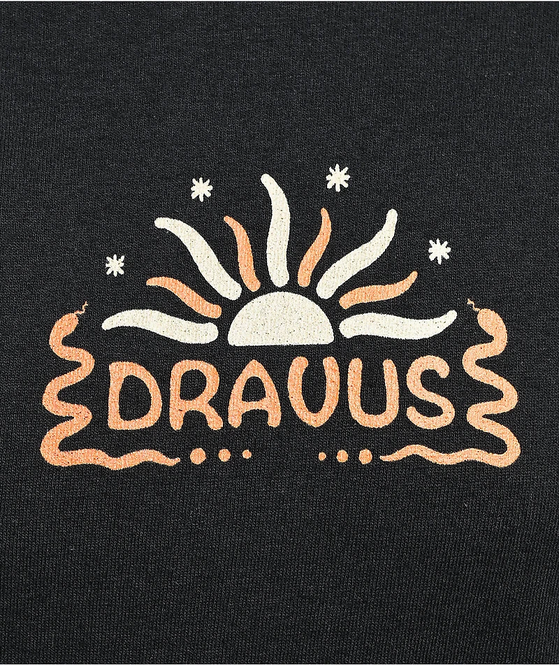 Dravus Flowers Black Long Sleeve T-Shirt