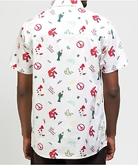 Dravus Peace Out White Short Sleeve Button Up Shirt