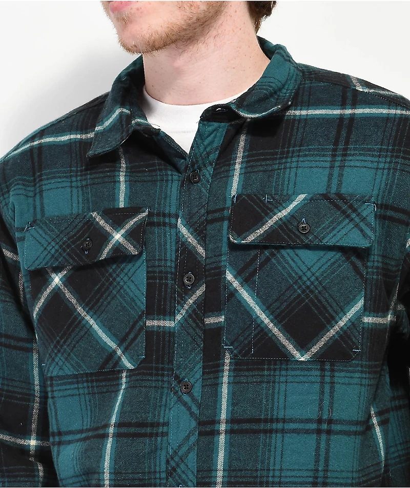Dravus Sherpa Green & Black Flannel Shirt