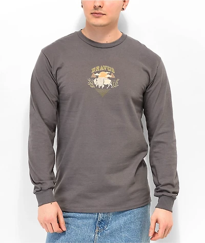 Dravus The Buffalo Charcoal Grey Long Sleeve T-Shirt