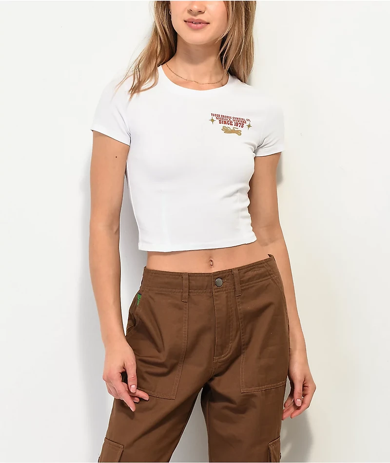 Dravus Tough Broads White Crop T-Shirt