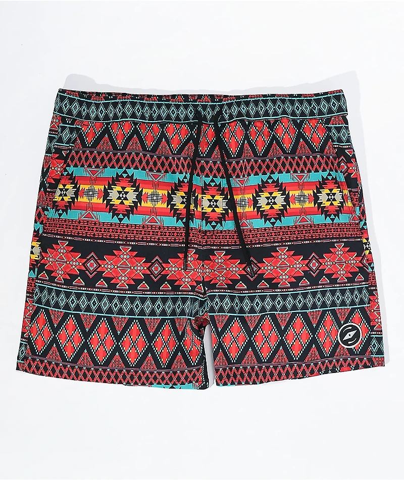 Dravus Venue Black, Red & Orange Shorts