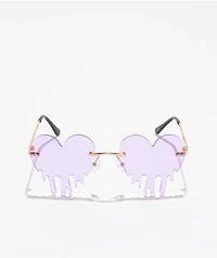 Dripping Hearts Purple & Gold Sunglasses