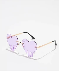 Dripping Hearts Purple & Gold Sunglasses