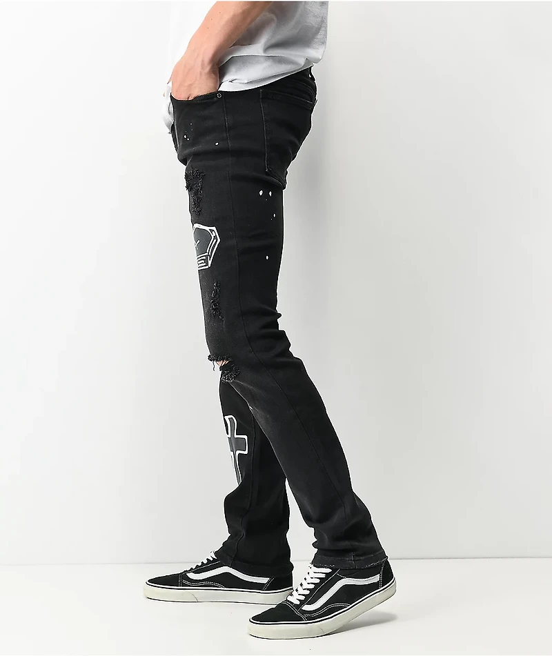 Dript Denim D.1004 Doodle Dream Black Skinny Jeans